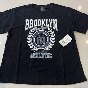 Organic 100% Cotton T-shirt‎ Black Brooklyn NY Athletic Women's Large New